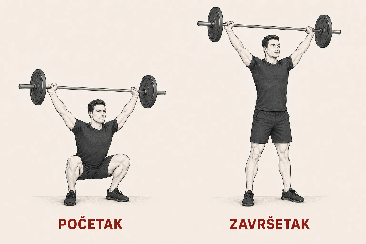 Čučanj sa šipkom iznad glave tutorial
