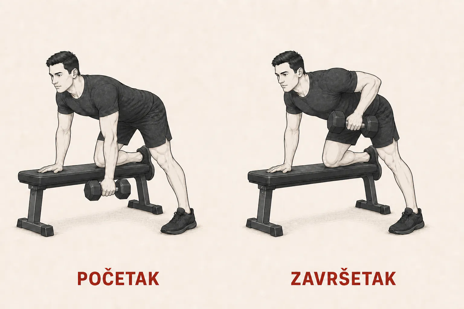 Jednoručno veslanje bučicom tutorial