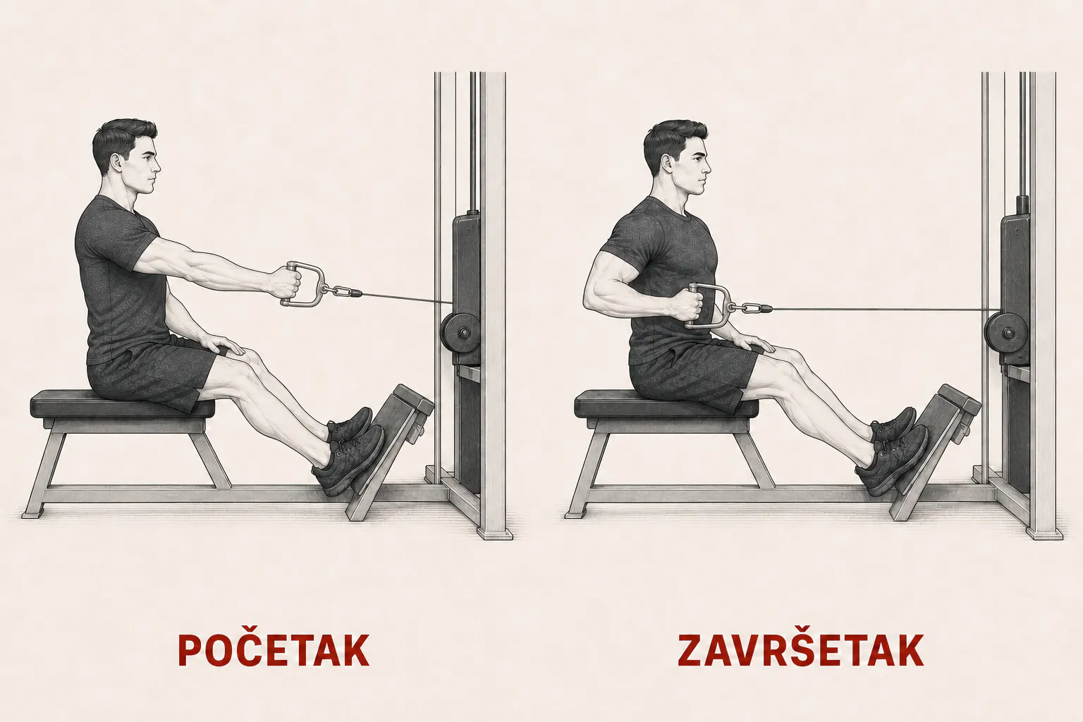 Jednoručno veslanje na sajli tutorial