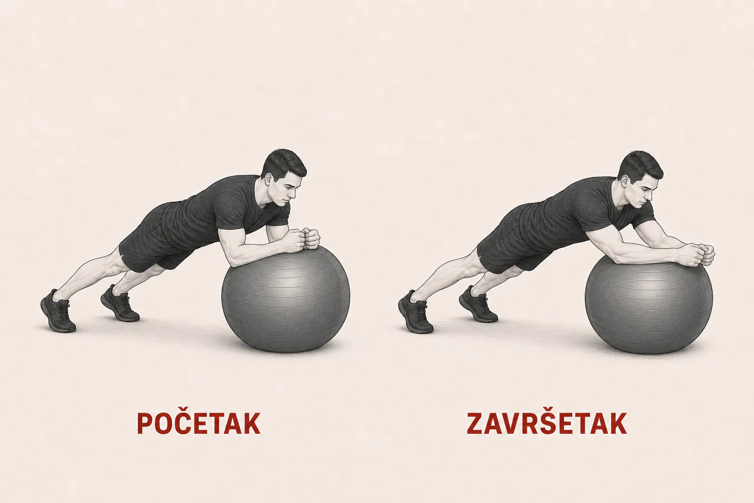 Kruženje podlakticama na lopti tutorial