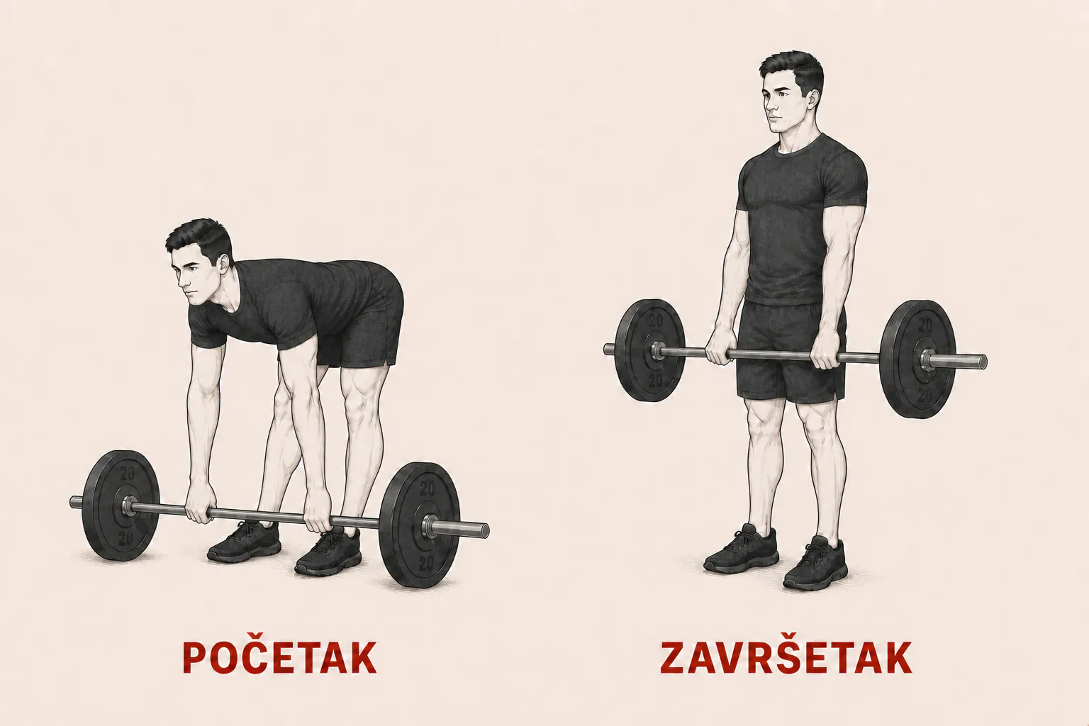 Mrtvo dizanje sa gotovo opruženim nogama tutorial
