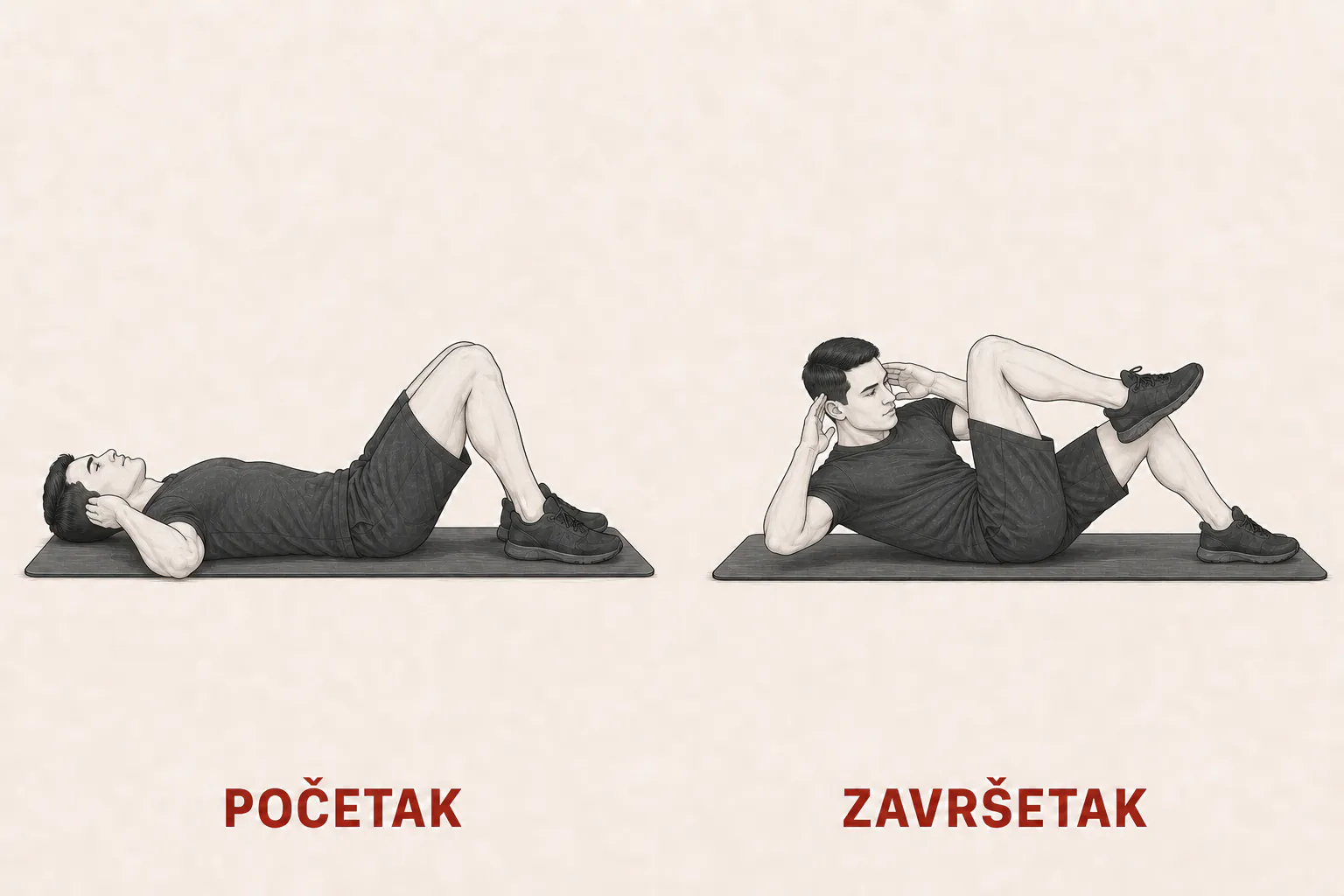Naizmenični trbušnjak ka suprotnom kolenu tutorial