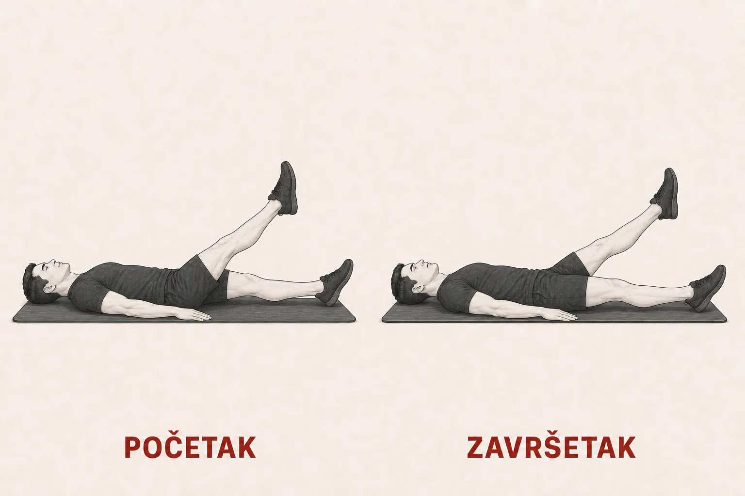 Naizmenično podizanje nogu ležeći tutorial