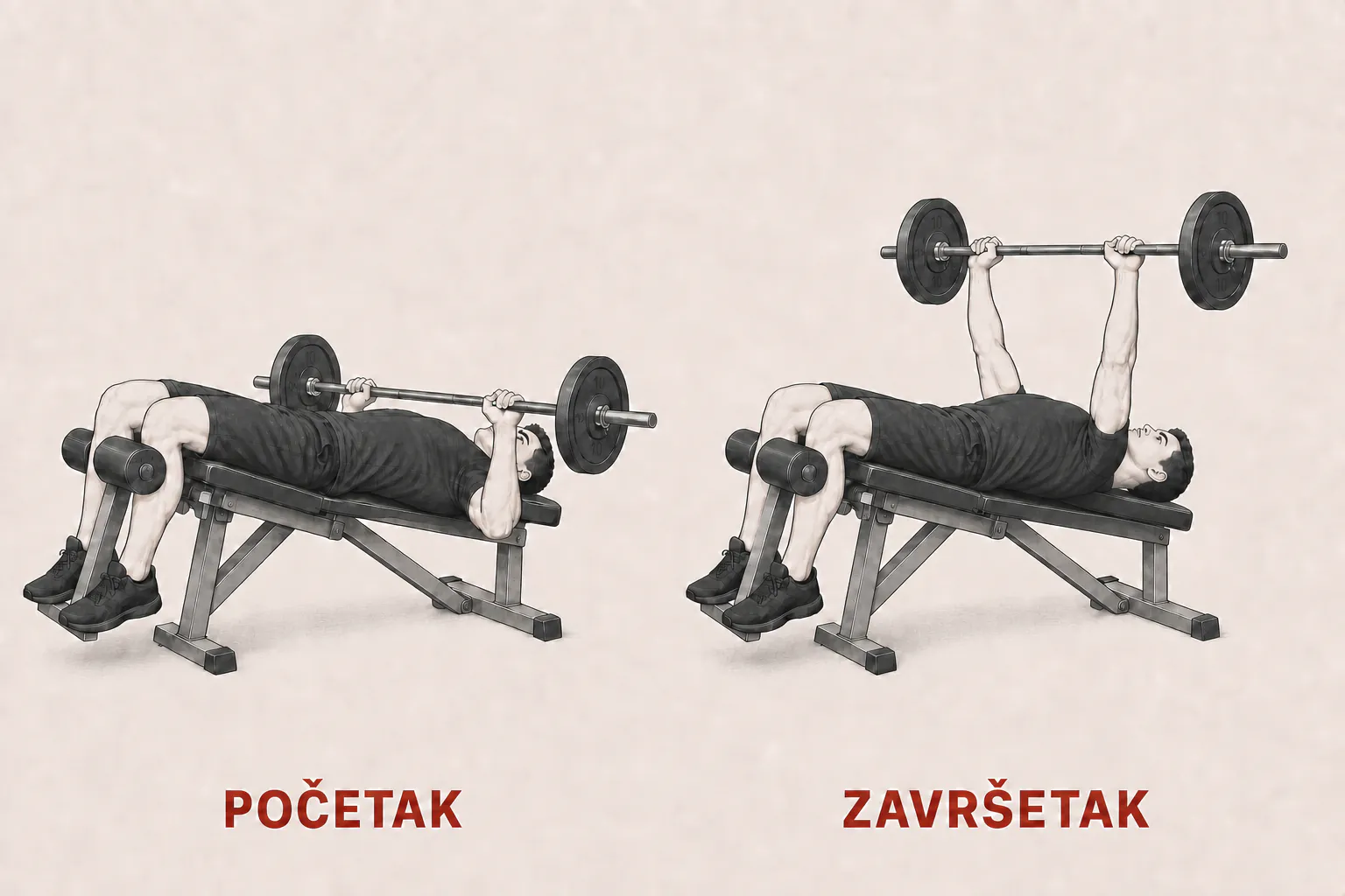 Potisak na negativno nagnutoj klupi tutorial