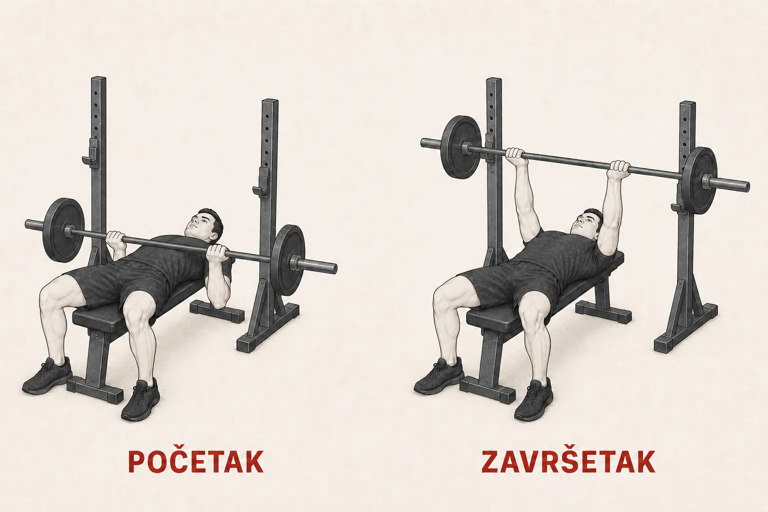 Potisak sa klupe obrnutim hvatom tutorial