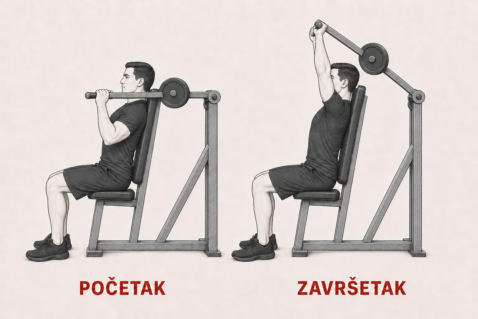 Potisak za ramena na spravi tutorial