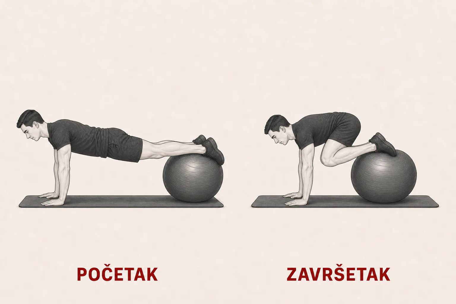 Privlačenje kolena na lopti tutorial