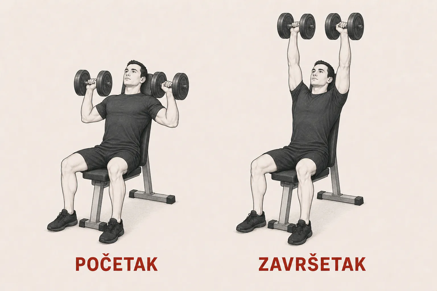 Sedeći potisak bučicama tutorial