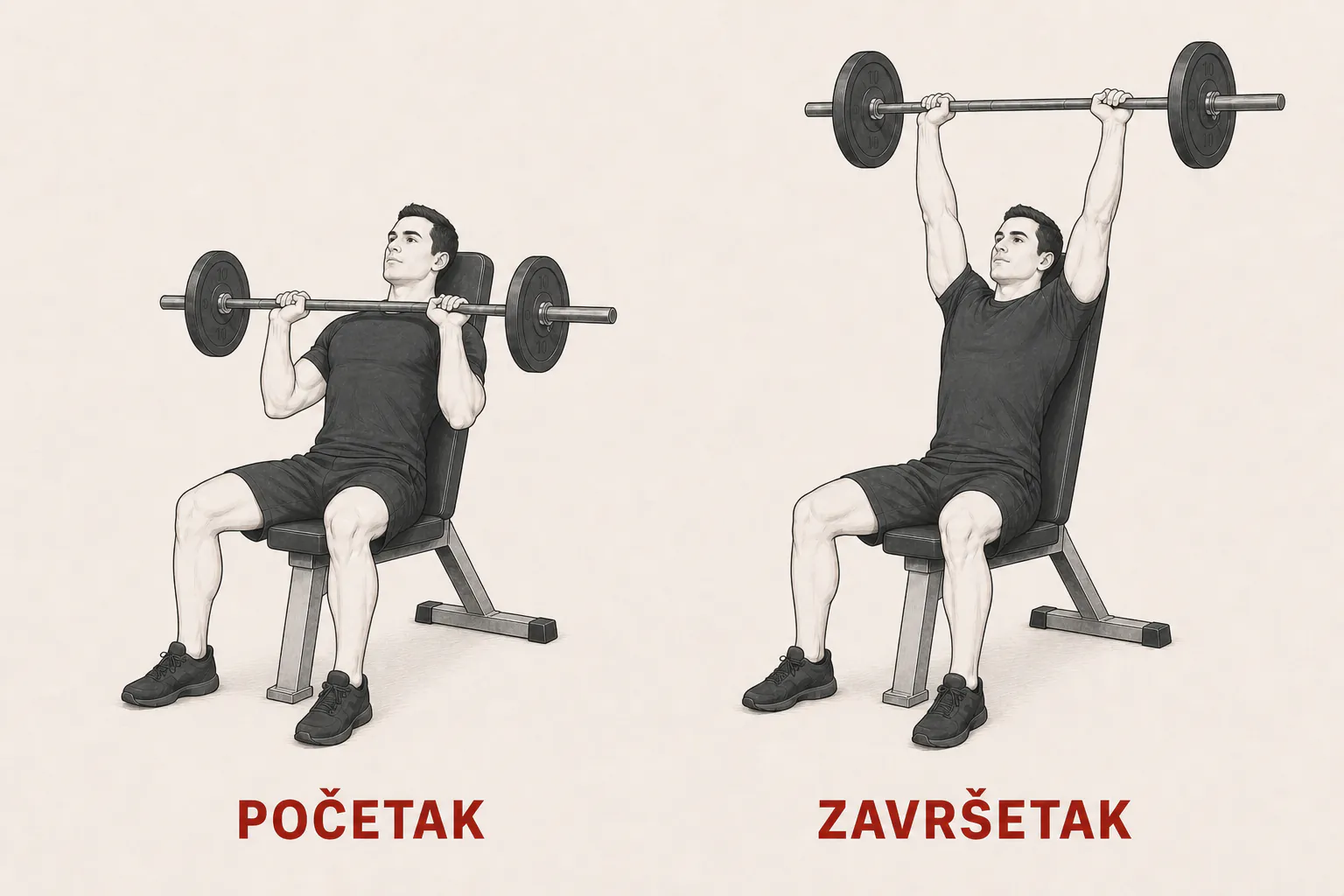 Sedeći potisak šipkom tutorial