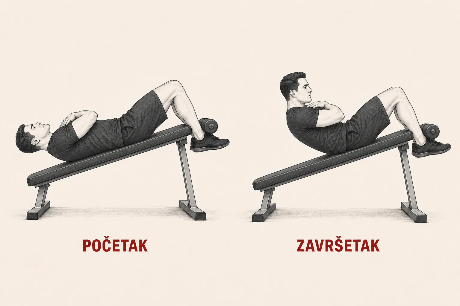 Trbušnjaci na kosoj klupi tutorial