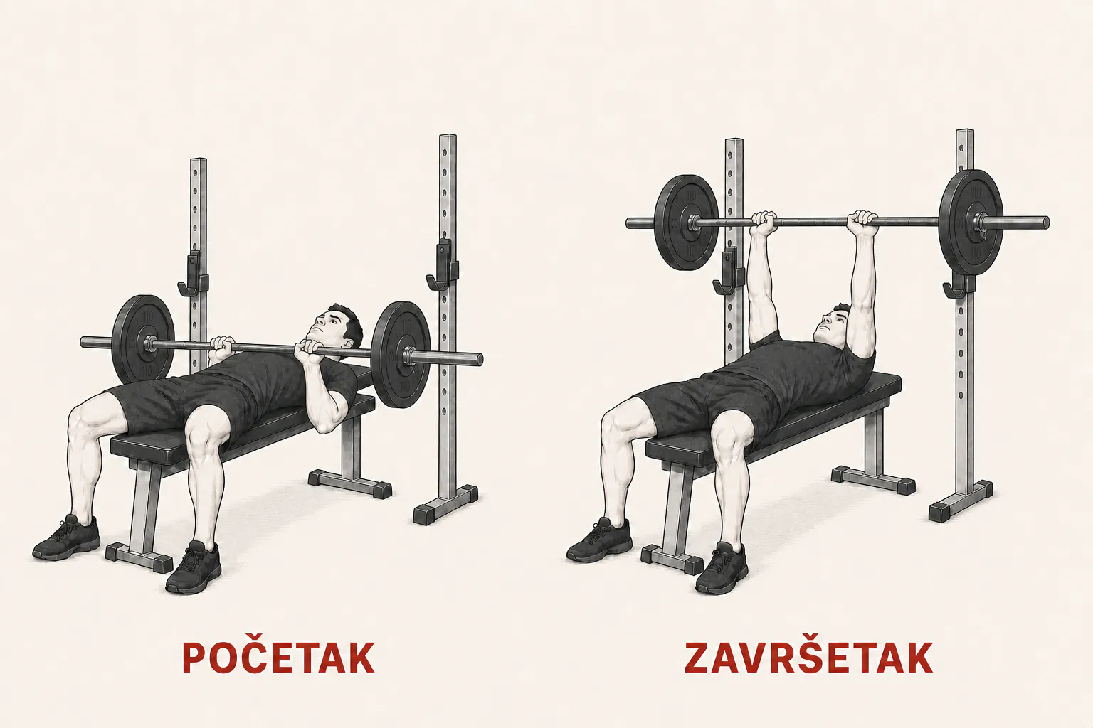 Uski potisak sa klupe tutorial